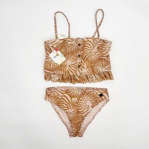 Scotch R'Belle Size 12 Animal Print Smocked Two Piece Swim Suit